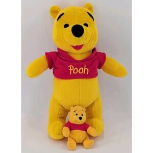 Vth MATTEL Walt Disney Winnie the Pooh Plush Stuffed Bear 11” W/ 3" Mini Pooh